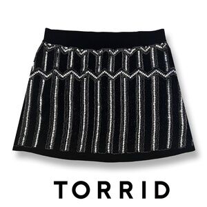 Torrid Black Beaded Sequin Ponte Knit Skirt Dressy Versatile All Occasion NWT